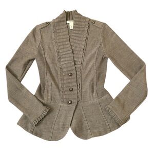 White House Black Market Button Down Gray Wool Blend Jacket Size Small